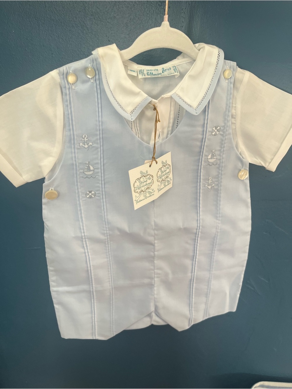 Infant Light Blue Dressy Shortall One-Piece